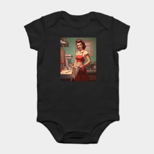 A Pin Up Girl in the Kitchen Baby Bodysuit